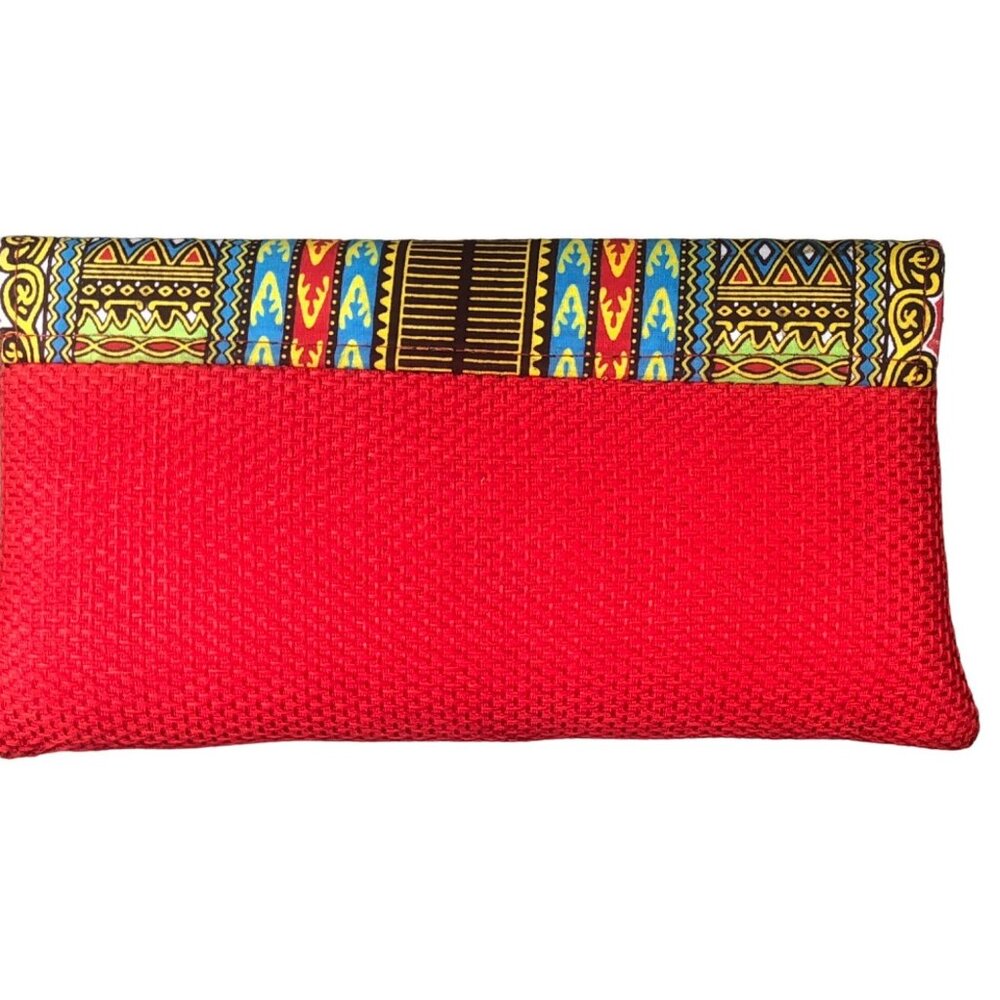 Handmade African Print Clutch Purse New Old Stock Red - Picture 2 of 3